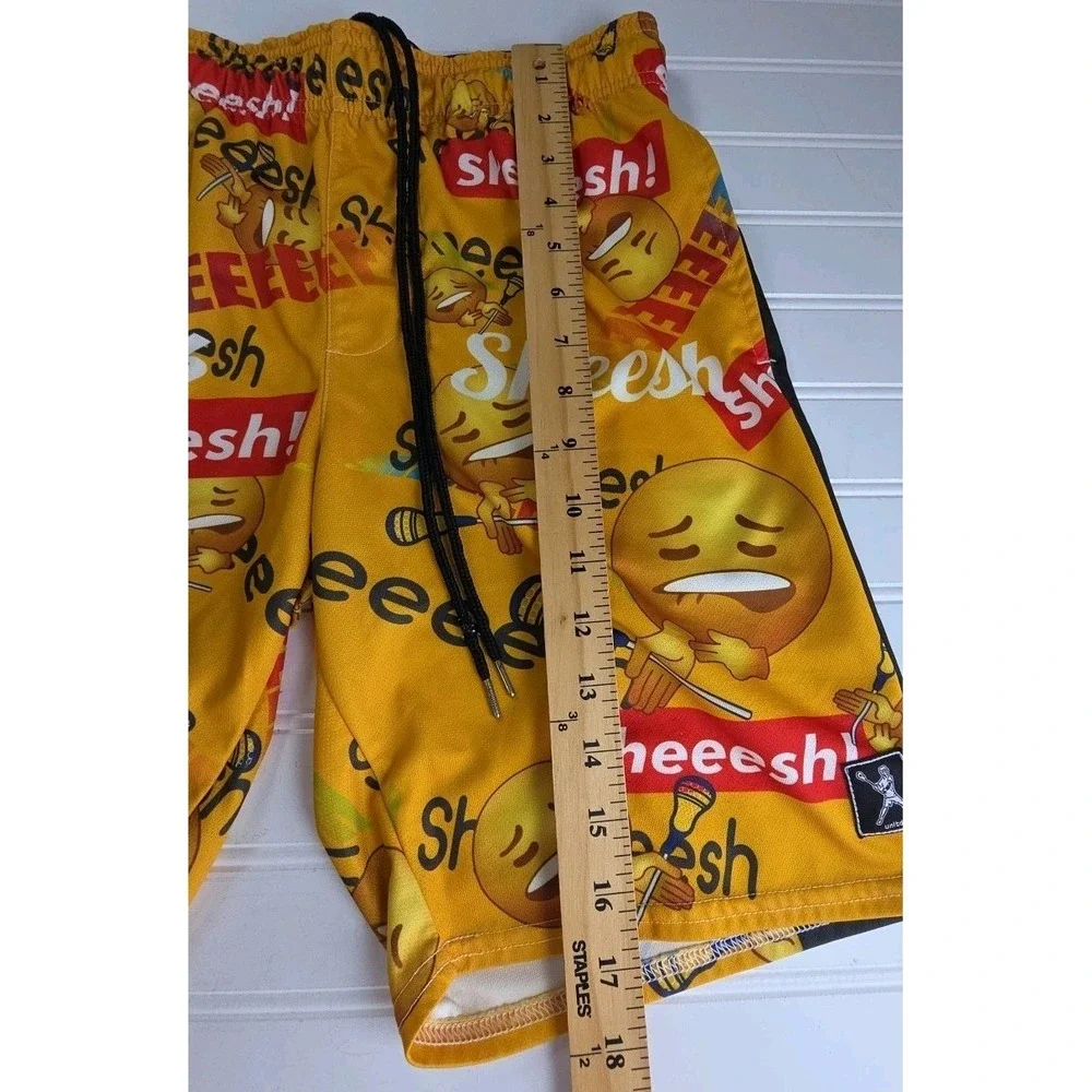 Lacrosse Unlimited Shorts Mens Small YELLOW EMOJI AOP SHEESH